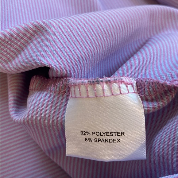 Peter Millar Summer Comfort performance polo pink blue micro stripe Sz M - Picture 7 of 8